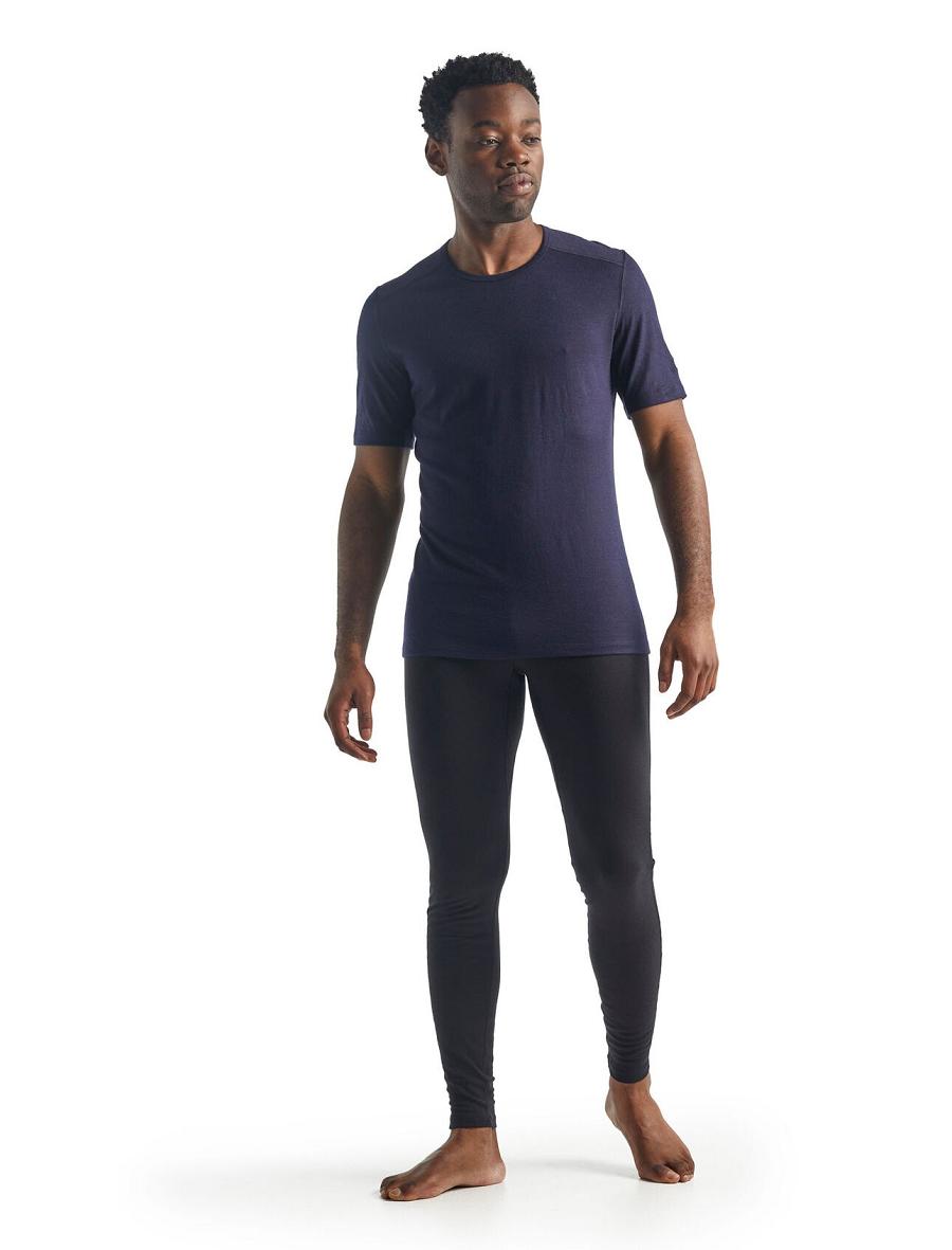 Icebreaker Merino 200 Oasis Rövid Sleeve Crewe Thermal Top Férfi Base Layers Sötétkék | HU 1388YXFU